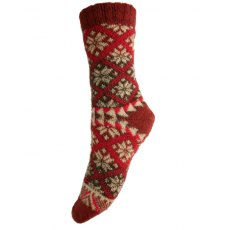 Gemjar Wool Blend Diamond Sock Red/Brown