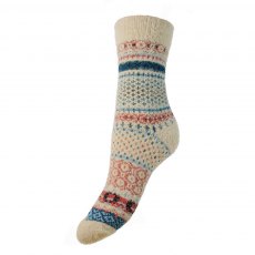Gemjar Wool Blend Sock Cream/Blue/Salmon