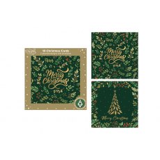 Christmas Card Green Foliage & Tree 10 Pack