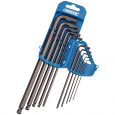 Draper Extra Long Imperial Hexagonal & Ball End Hex Key Set 10 Piece