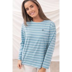 Lighthouse Causeway Breton Top Marine Blue Stripe