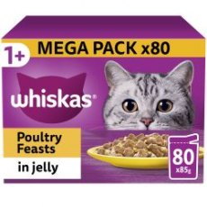 Whiskas 1+ Poultry Feasts In Jelly 85g 80 Pack