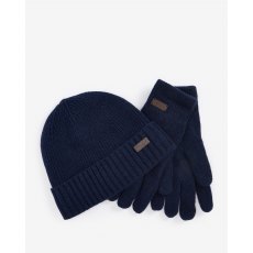 Barbour Carlton Beanie & Gloves Gift Set Navy