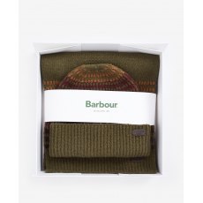 Barbour Branton Beanie & Scarf Gift Set Green