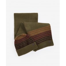 Barbour Branton Beanie & Scarf Gift Set Green