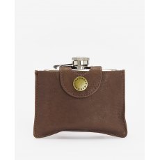 Barbour Hinged Hip Flask Brown 4oz