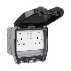 Switched Waterproof Socket 13A 2 Gang