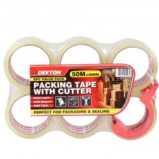 Dekton Packing Tape With Cutter 50m x 48mm 6 Pack Dekton Packing Tape With Cutter 50m x 48mm 6 Pack