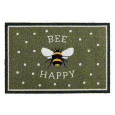 Washable Bee Happy Doormat Green 50cm x 75cm
