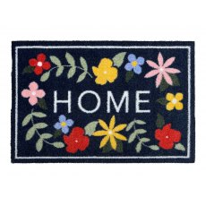 Washable Floral Doormat Navy 50cm x 75cm