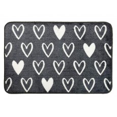 Washable Hearts Doormat Grey 50cm x 75cm