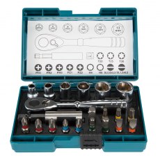 Makita Screw Bit & Ratchet Set 1/4" 21 Piece
