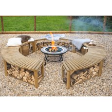 Forest Garden Curved Firepit Bench 2 Pack