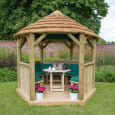 Forest Garden Premium Hexagonal Garden Gazebo With Thatched Roof