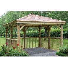 Forest Garden Premium Square Garden Gazebo With Cedar Roof