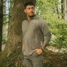 Fortis Bamboo Long Sleeved Polo Shirt Olive