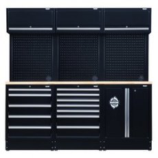 Draper Bunker Modular Storage Combo With Hardwood Worktop 14 Piece