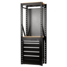 Draper Bunker Modular Storage Combo 2 Tier Racking With Hardwood Shelving, Pegboard & Floor Cabinet 