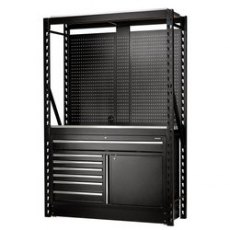 Draper Bunker Modular Storage Combo 2 Tier Racking With Stainless Steel Shelving, Pegboards & Floor 