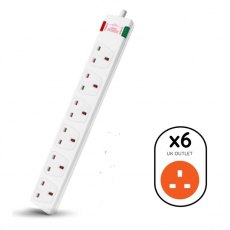 Westminster Electrical Surge Extension Lead 13a 6 Gang 2m