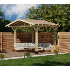 Ruby Apex Wooden Gazebo With Overhang Cedar Shingle Roof