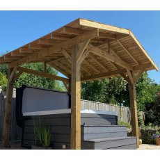 Ruby Apex Wooden Gazebo With Overhang Cedar Shingle Roof