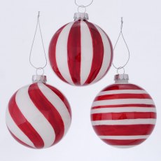 Boltze Rolia Striped Bauble Red/White Assorted