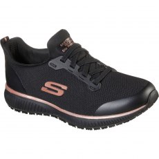 Skechers Ladies' Squad SR Occupational Trainer Black/Rose Gold