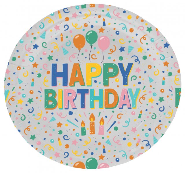 Apac Happy Birthday Paper Plate 9" 8 Pack