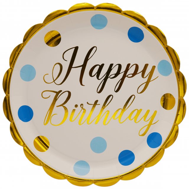 Apac Happy Birthday Spots Paper Plate 9" 8 Pack