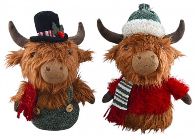 Apac Winter Highland Cow 27cm Assorted