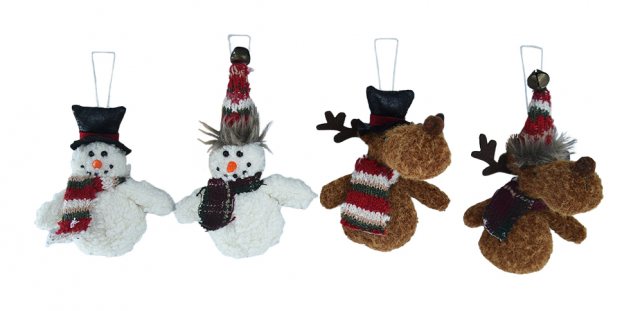 Apac Snowman/Reindeer Hanging Ornament 15cm Assorted