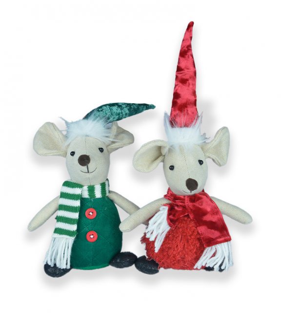 Apac Festive Mouse Red/Green 35cm Assorted