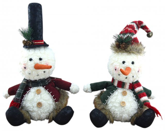 Apac Sitting Snowman 39cm Assorted