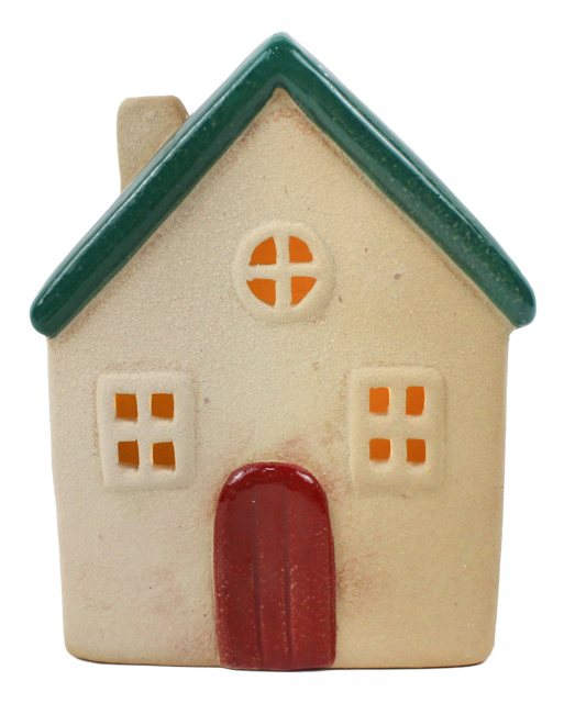 Apac Stoneware LED House Green/Red 10cm