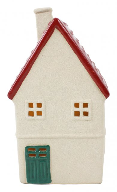 Apac Stoneware LED Red Chimney House 16cm
