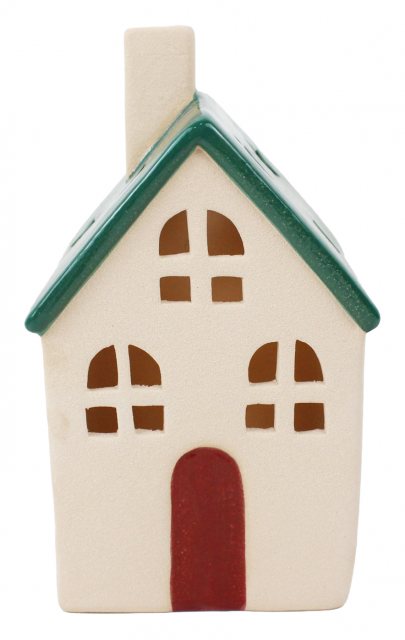 Apac Stoneware LED Green Chimney House 16cm