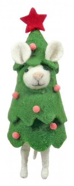 Apac Hanging Felt Mouse In Christmas Tree 15cm