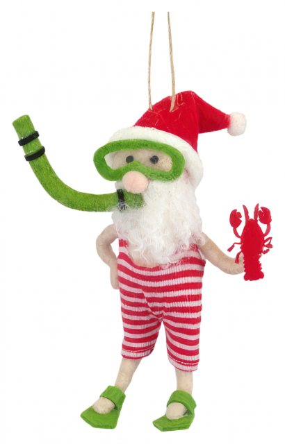 Apac Hanging Felt Snorkelling Santa 15cm