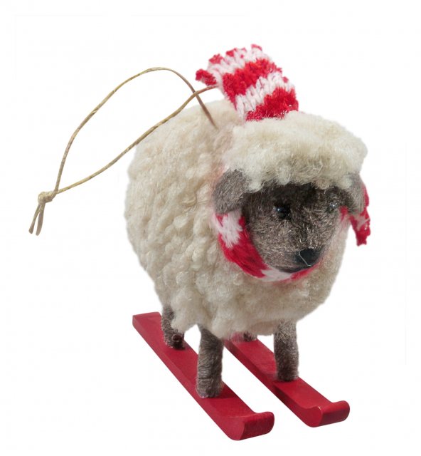 Apac Hanging Felt Skiing Sheep 9cm
