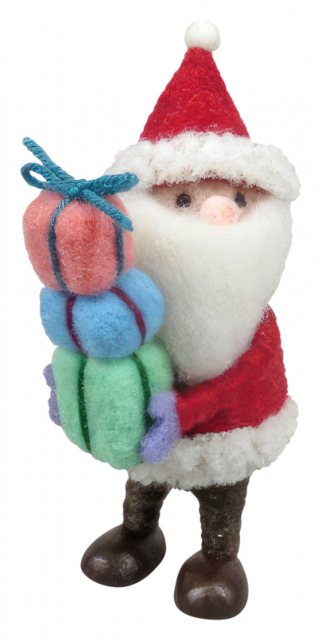Apac Hanging Felt Santa With Gift Stack 14cm