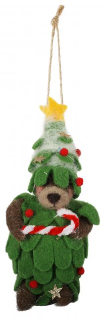 Apac Hanging Felt Bear In Christmas Tree 14cm