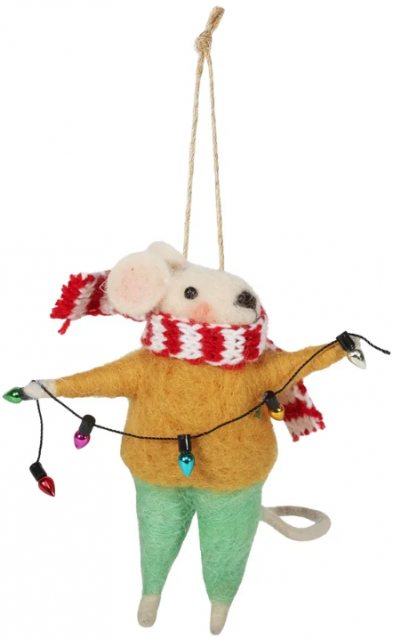 Apac Hanging Felt Mouse With String Lights 12cm