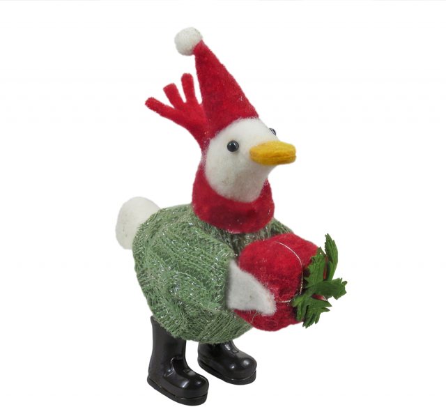 Apac Hanging Felt Goose With Christmas Gift 14cm