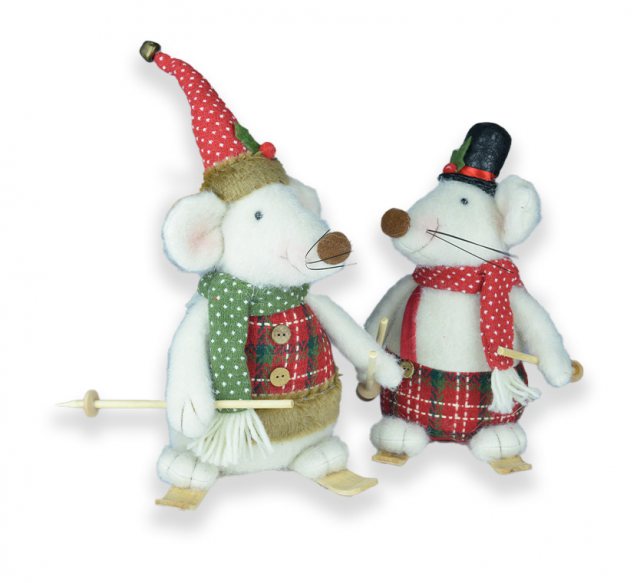 Apac Skiing Mouse Red/Green 28cm Assorted