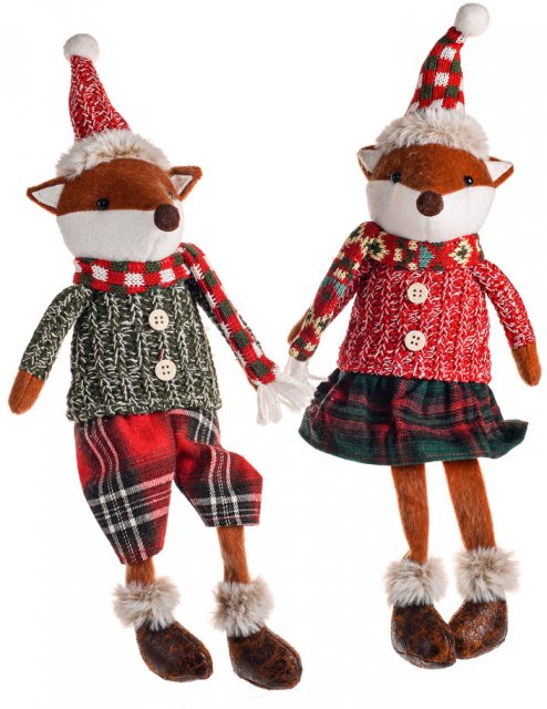 Apac Mr/Mrs Fox With Santa Hat Assorted