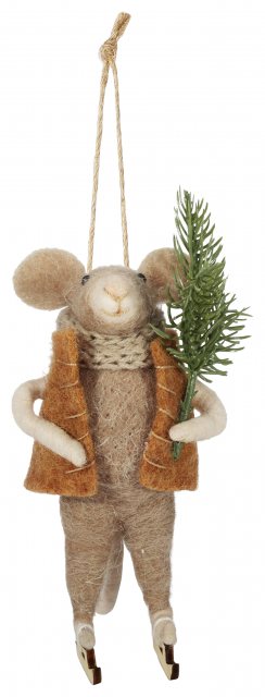 Apac Hanging Felt Skating Mouse With Spruce 13cm