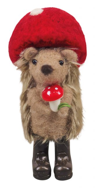 Apac Felt Hedgehog In Toadstool Hat 12cm