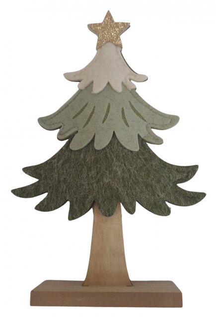 Apac Felt Green Tree On Wooden Stand