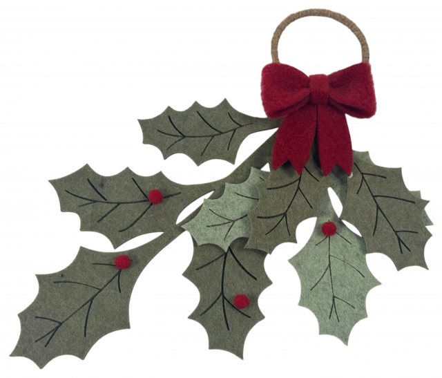 Apac Hanging Felt Berries & Bow Holly Leaves